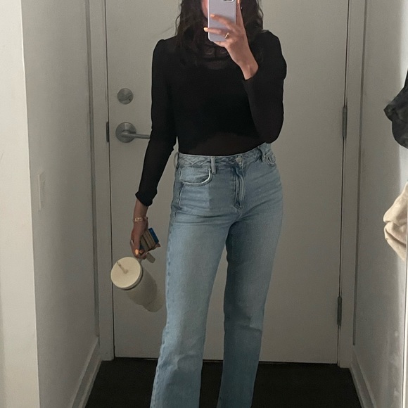 Black mesh bodysuit puff shoulder - Picture 5 of 5